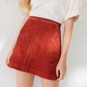Suede Studded Orange Urban Outfitters Skirt